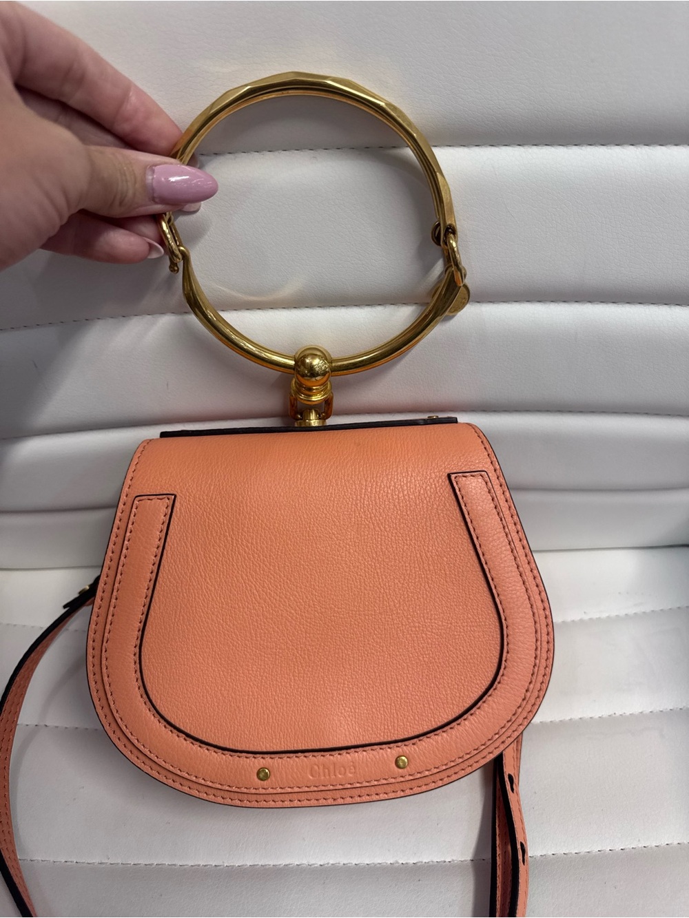 Chloe Nile Bracelet Bag in Peach